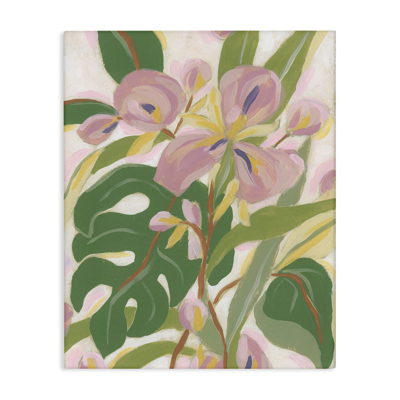 Stupell Industries Monstera & Pink Flower Canvas Wall Art Design by June Erica Vess